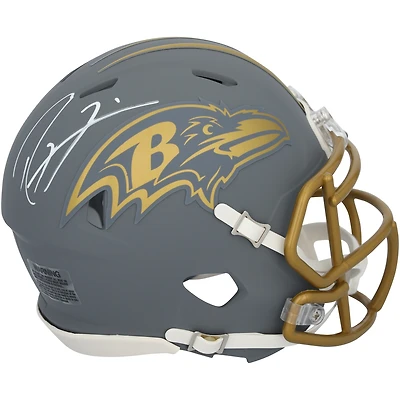 Casque Riddell Slate Speed Mini autographié par Ray Lewis des Baltimore Ravens
