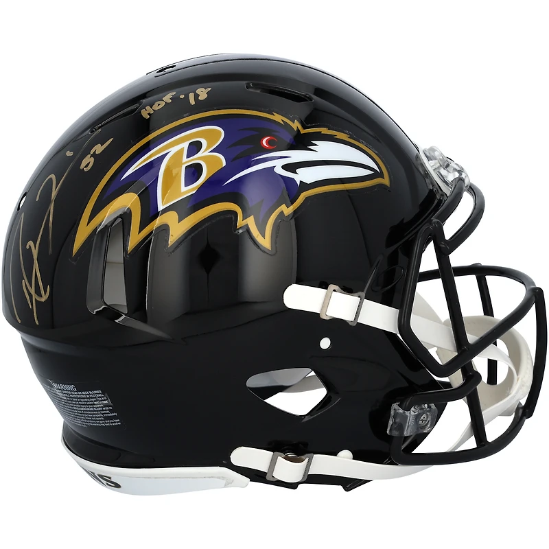 Ray Lewis Baltimore Ravens Autographed Riddell Speed Authentic Helmet with Gold Signature and "HOF 18" Inscription
