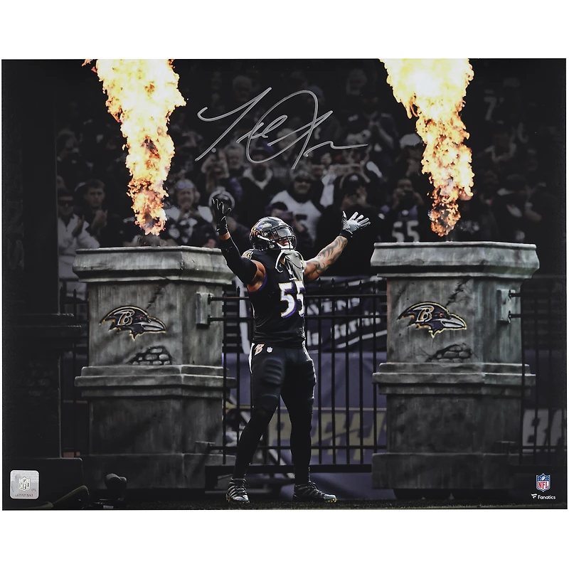 Terrell Suggs Baltimore Ravens Autographed 16" x 20" Fire Entrance Spotlight Photograph