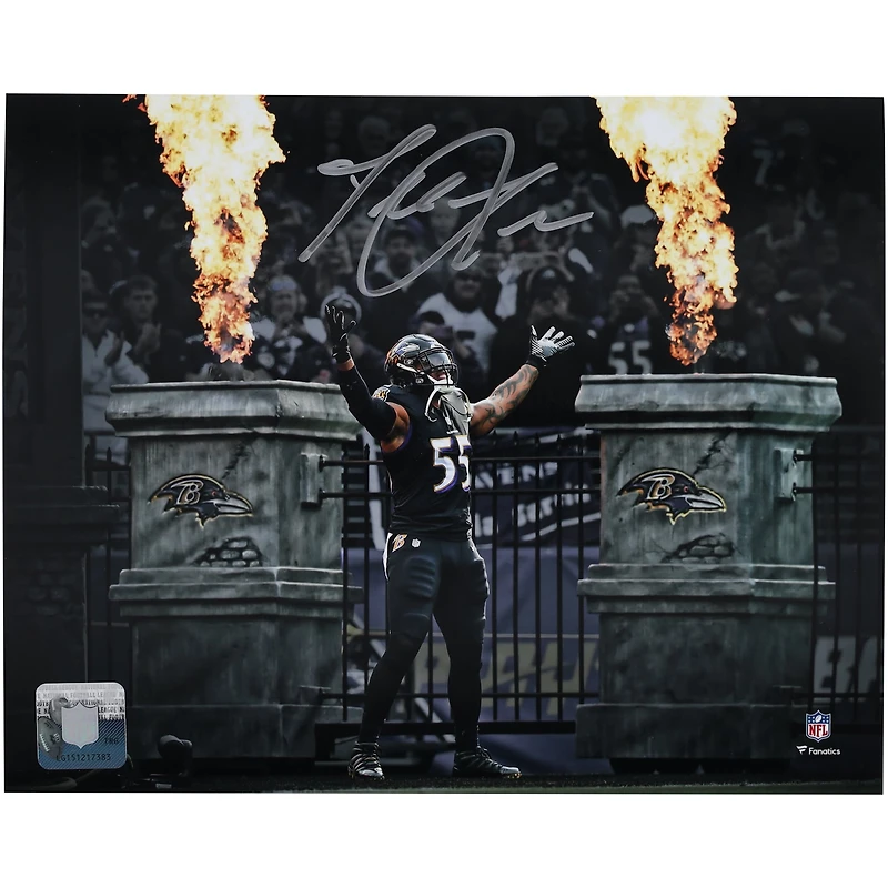 Terrell Suggs Baltimore Ravens Autographed 8" x 10" Fire Entrance Spotlight Photograph