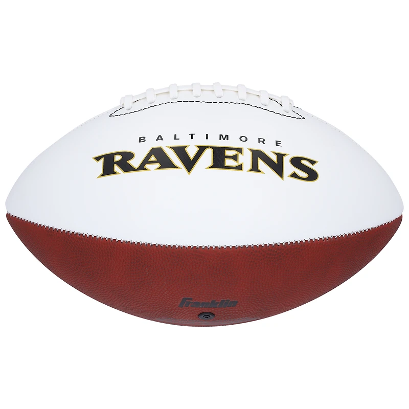 Ballon de football américain Franklin White Panel autographié par Terrell Suggs des Ravens de Baltimore
