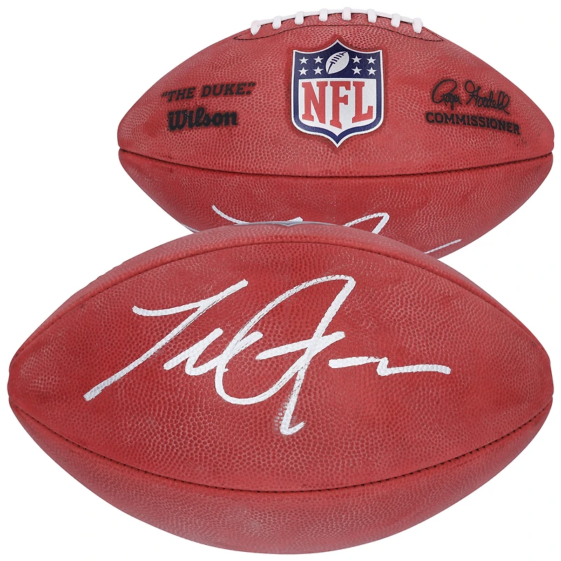 Ballon de football Wilson Duke en couleur, autographié par Terrell Suggs des Ravens de Baltimore