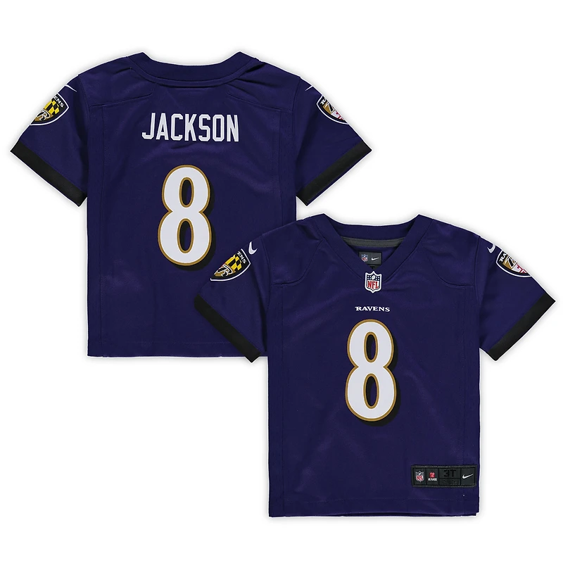 Maillot de match Nike Lamar Jackson violet des Ravens Baltimore pour tout-petit