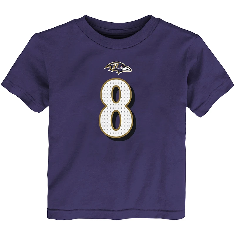 T-shirt avec nom et numéro de joueur Nike Lamar Jackson violet Baltimore Ravens pour tout-petit