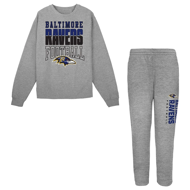Ensemble sweat-shirt et pantalon Outerstuff gris chiné Baltimore Ravens pour tout-petit