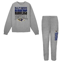 Toddler Outerstuff  Heather Gray Baltimore Ravens Crewneck Sweatshirt & Pants Set