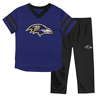 Ensemble t-shirt et pantalon à col en V violet/noir pour tout-petits des Ravens de Baltimore Red Zone