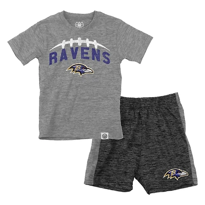 Toddler Wes & Willy Gray/Charcoal Baltimore Ravens T-Shirt Contrasting Shorts Set