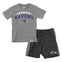 Toddler Wes & Willy  Gray/Charcoal Baltimore Ravens T-Shirt Contrasting Shorts Set