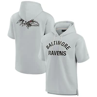 Unisex Fanatics Gray Baltimore Ravens Elements Super Soft Fleece Short Sleeve Pullover Hoodie