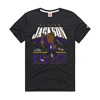 T-shirt unisexe hommage à Lamar Jackson, anthracite, joueur de caricature des Ravens Baltimore, motif tri-blend