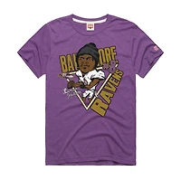 Unisex Homage Lamar Jackson Purple Baltimore Ravens Caricature Player Graphic Tri-Blend T-Shirt