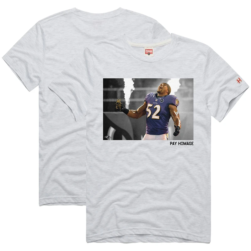 T-shirt unisexe hommage Ray Lewis Ash Baltimore Ravens Pay Homage Tri-Blend