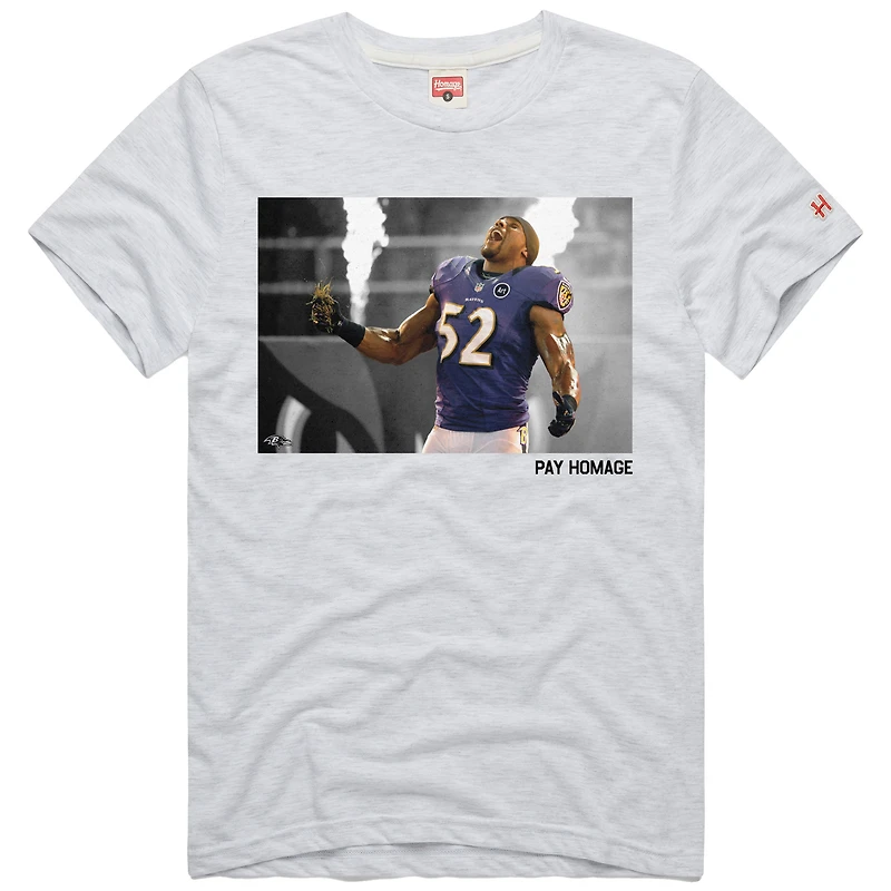 Unisex Homage Ray Lewis Ash Baltimore Ravens Pay Tri-Blend T-Shirt