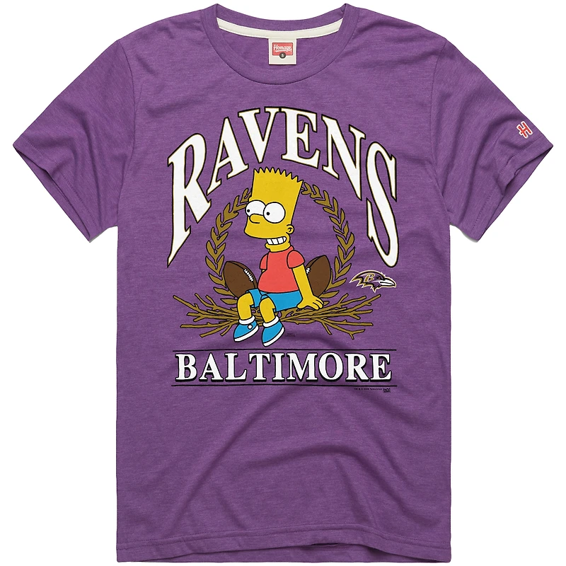 Unisex Homage x The Simpsons Purple Baltimore Ravens Tri-Blend T-Shirt