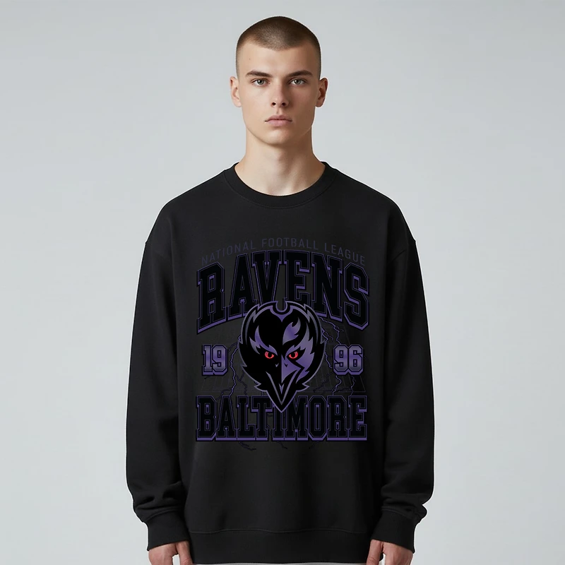 Sweat-shirt unisexe en polaire noire The Wild Collective Baltimore Ravens à motif frontal
