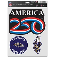 WinCraft Baltimore Ravens America 250 5.5" x 7.75" Three-Piece Fan Decal Set