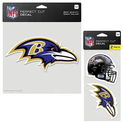 Lot de trois autocollants WinCraft Baltimore Ravens Perfect Cut