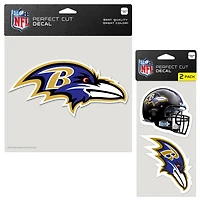 Lot de trois autocollants WinCraft Baltimore Ravens Perfect Cut
