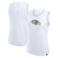 Débardeur Fanatics blanc pour femme Baltimore Ravens Slub