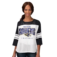 T-shirt en maille à manches 3/4 G-III 4Her par Carl Banks pour femme, noir, Baltimore Ravens First Team
