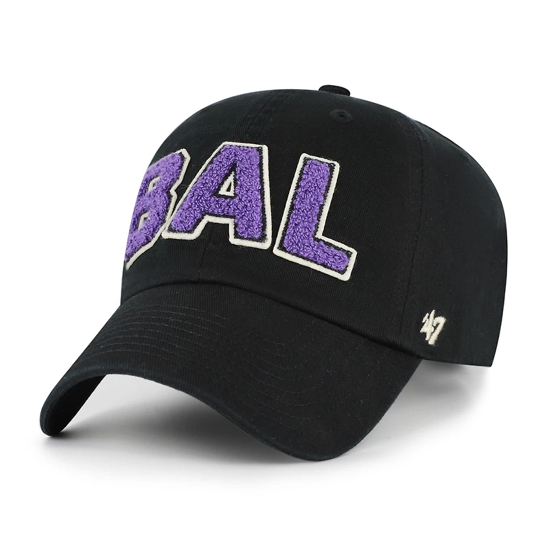 Women's '47  Black Baltimore Ravens Zoey Clean Up Adjustable Hat