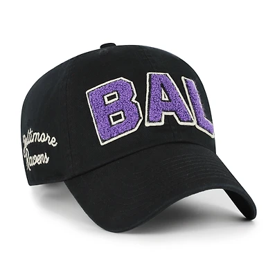 Women's '47  Black Baltimore Ravens Zoey Clean Up Adjustable Hat