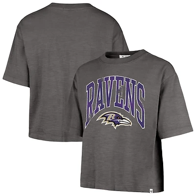 Women's '47  Charcoal Baltimore Ravens Cropped Mindi Slub T-Shirt