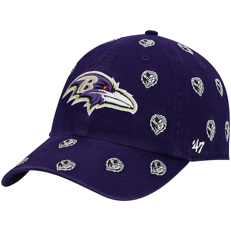 Casquette ajustable pour femme « 47 Purple Baltimore Ravens Confetti Clean Up Head Logo »