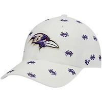 Women's '47 White Baltimore Ravens Confetti Clean Up Adjustable Hat