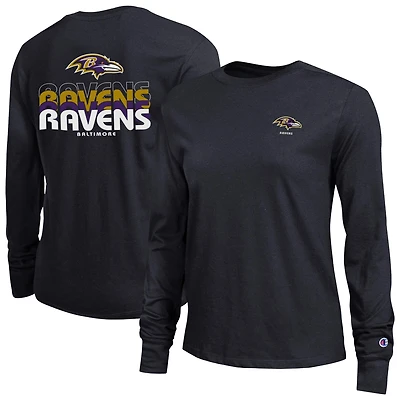 T-shirt à manches longues noir pour femme Champion Baltimore Ravens Core