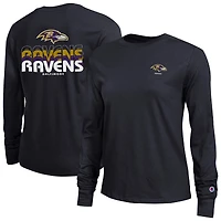 T-shirt à manches longues noir pour femme Champion Baltimore Ravens Core