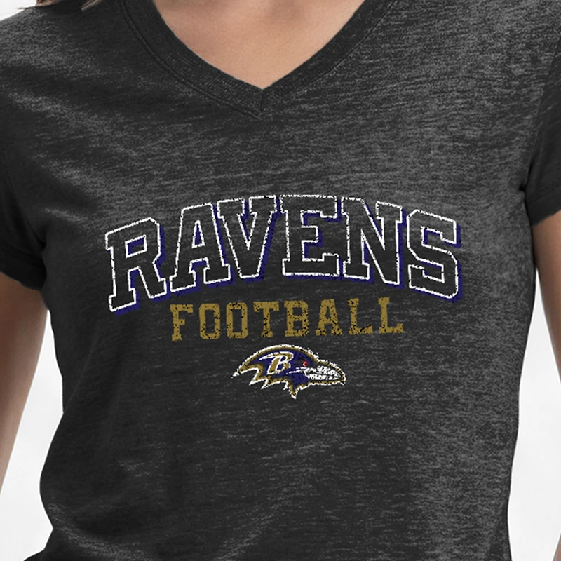 T-shirt à col en V Champion Black Baltimore Ravens Triumph Tri-Blend pour femmes
