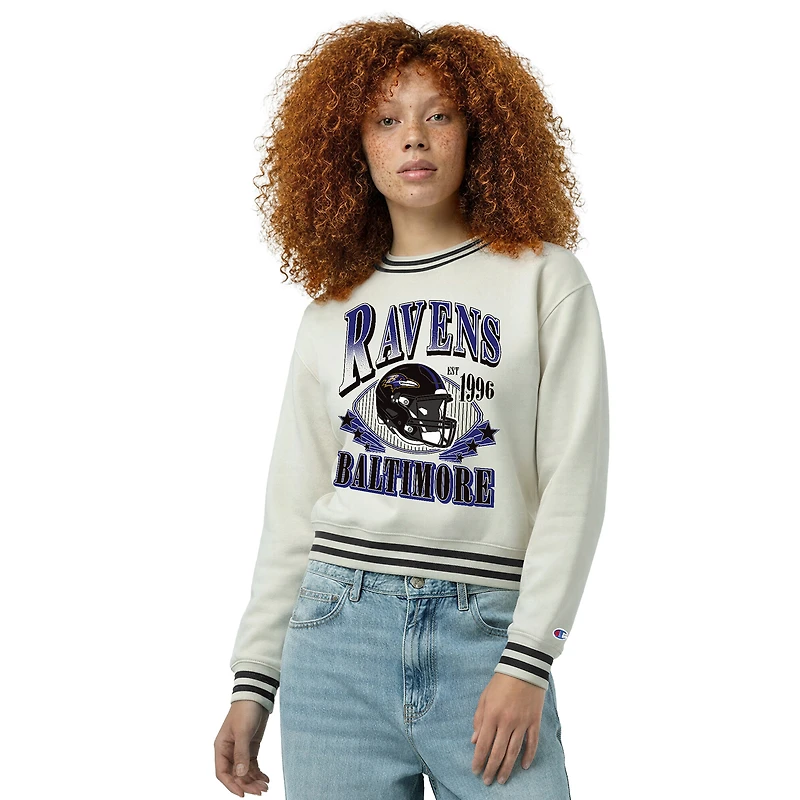 Sweat-shirt en polaire à tissage inversé crème Champion pour femme