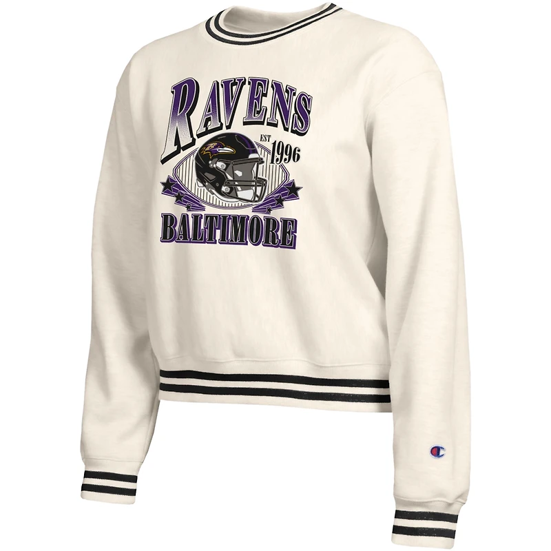 Women's Champion Cream Baltimore Ravens Reverse Weave Fleece Sweatshirt