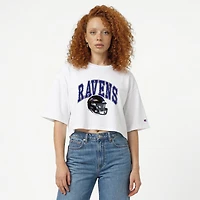 T-shirt court boyfriend blanc Champion Baltimore Ravens pour femme