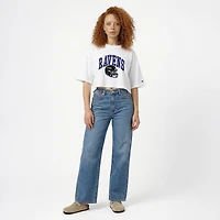 Women's Champion  White Baltimore Ravens Boyfriend Cropped T-Shirt