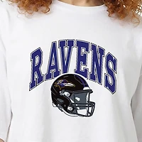 Women's Champion  White Baltimore Ravens Boyfriend Cropped T-Shirt