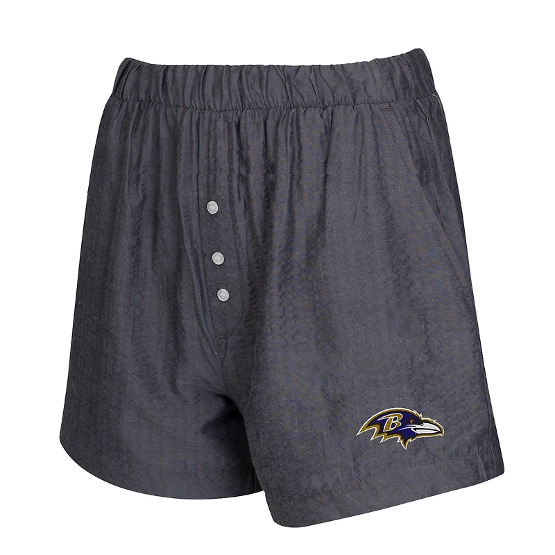 Ensemble de deux boxers à rayures et imprimés unis pour femme Concepts Sport Charcoal Baltimore Ravens
