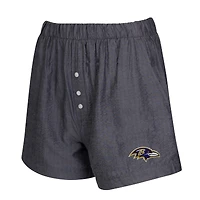 Ensemble de deux boxers à rayures et imprimés unis pour femme Concepts Sport Charcoal Baltimore Ravens