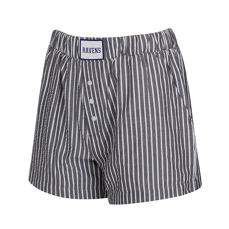 Ensemble de deux boxers à rayures et imprimés unis pour femme Concepts Sport Charcoal Baltimore Ravens