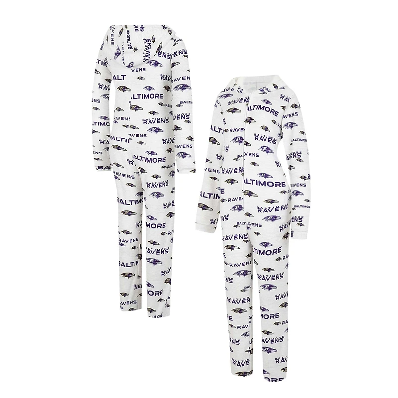 Concepts Sport Crème pour femmes Baltimore Ravens Docket Sweat à capuche entièrement zippé Union Suit