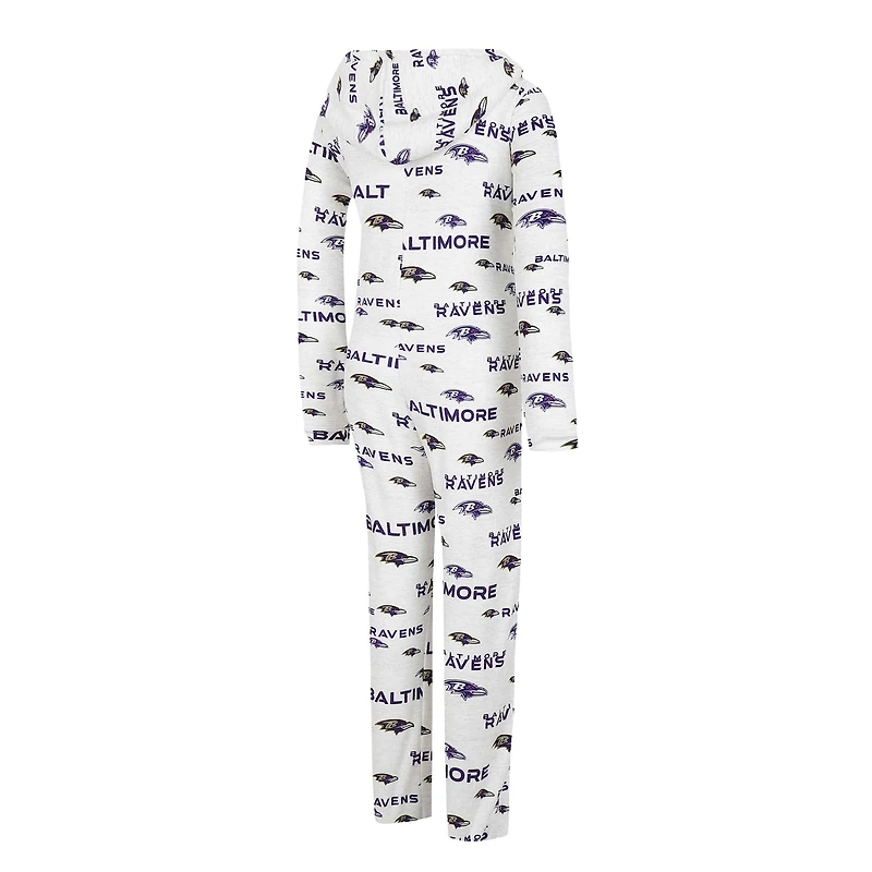 Concepts Sport Crème pour femmes Baltimore Ravens Docket Sweat à capuche entièrement zippé Union Suit