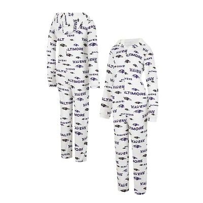 Concepts Sport Crème pour femmes Baltimore Ravens Docket Sweat à capuche entièrement zippé Union Suit