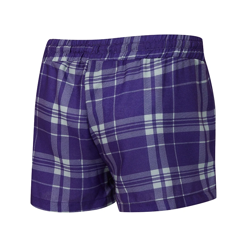 Women's Concepts Sport  Heather Gray/Purple Baltimore Ravens Regulate Plaid Long-Sleeve T-Shirt & Shorts Sleep Set