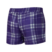 Women's Concepts Sport  Heather Gray/Purple Baltimore Ravens Regulate Plaid Long-Sleeve T-Shirt & Shorts Sleep Set