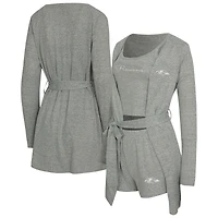 Women's Concepts Sport  Heather Gray Baltimore Ravens Rigor Tank, Short & Robe Set