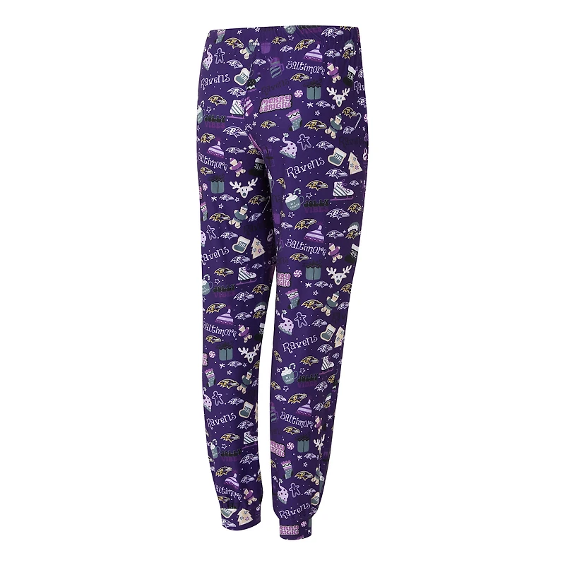 Ensemble de nuit pour femme Concepts Sport Purple Baltimore Ravens Chestnut avec t-shirt à manches longues et pantalon