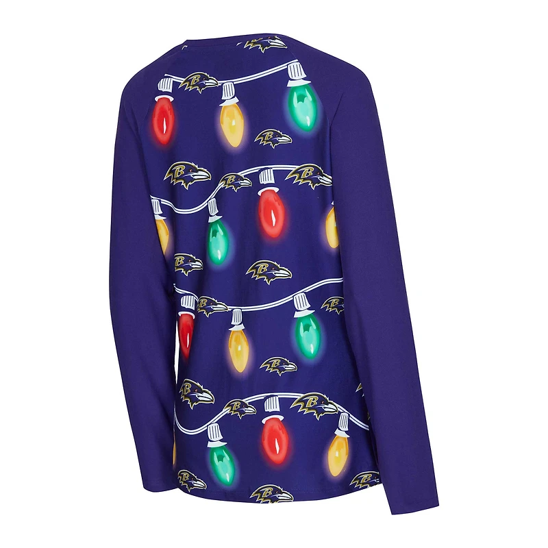 Ensemble t-shirt à manches longues et pantalon en tricot violet Baltimore Ravens Garland pour femme Concepts Sport