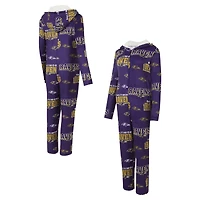 Combinaison de sport violette à imprimé intégral en micropolaire et fermeture éclair intégrale pour femme Concepts Baltimore Ravens Roadway Union